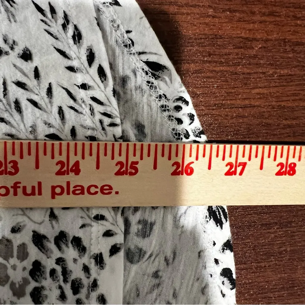 Lucky Brand Black White Floral Peasant Long Sleeve Cotton Modal Tunic Top  1X - Image 10