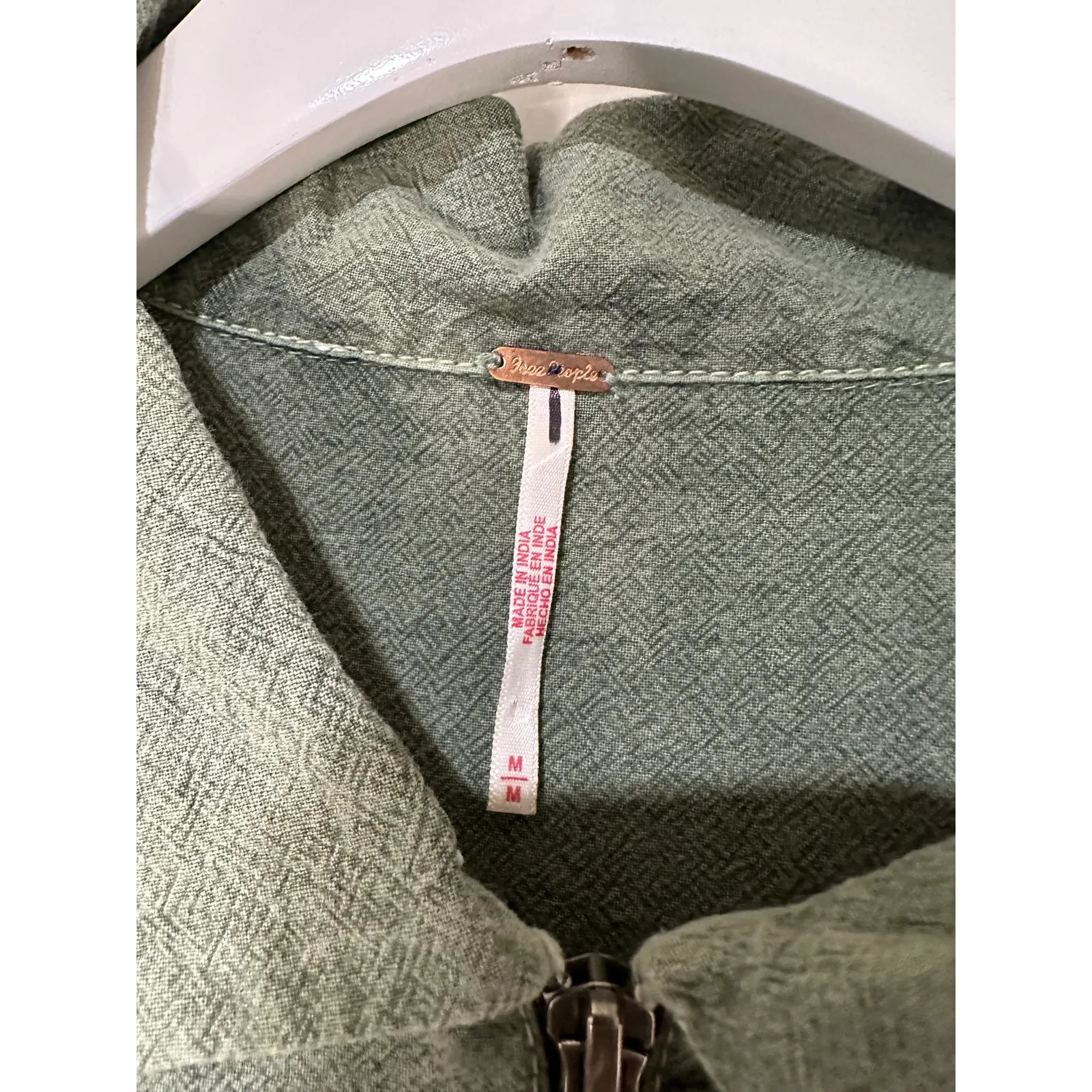 Free People Hampton Belted Mini Dress Crystal Kelp Cotton Size Medium NWOT Chic - Image 11