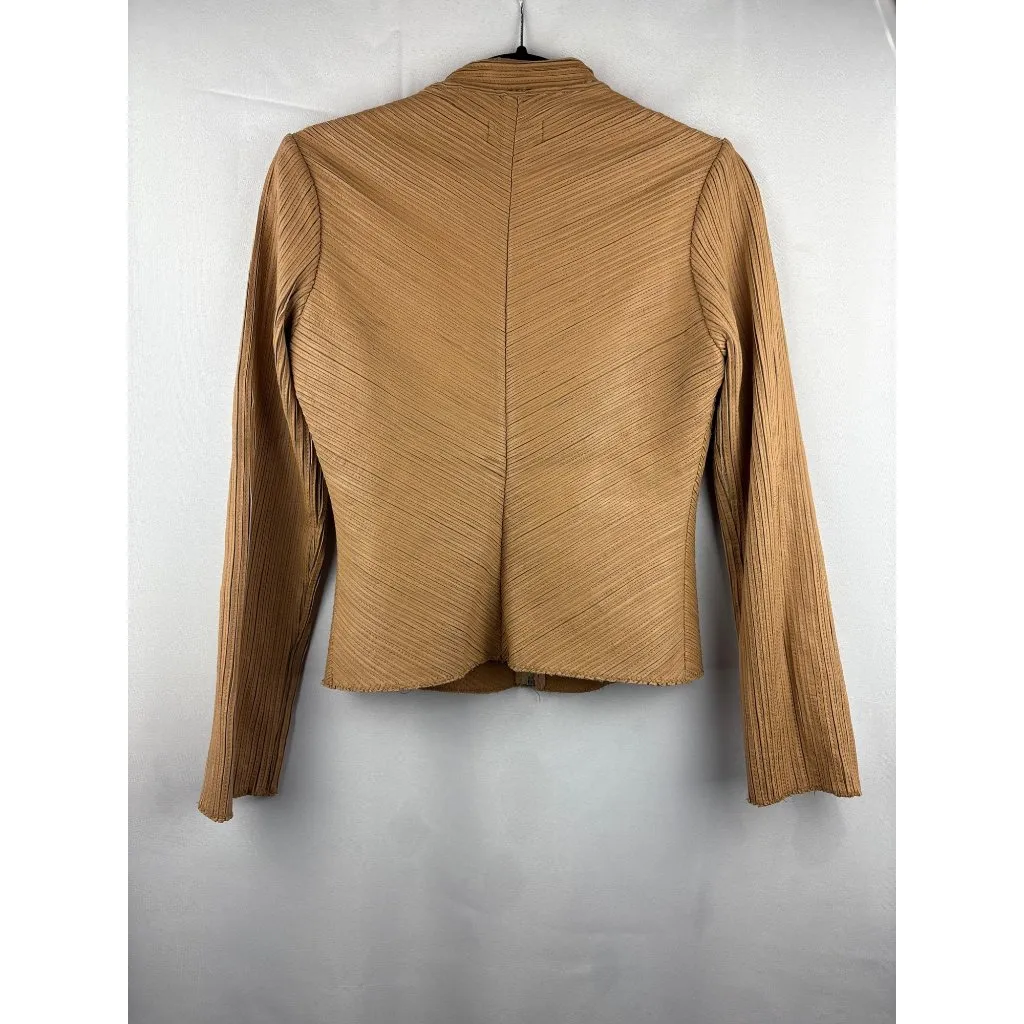 Bebe Womens Tan Leather Jacket Size S - Image 5