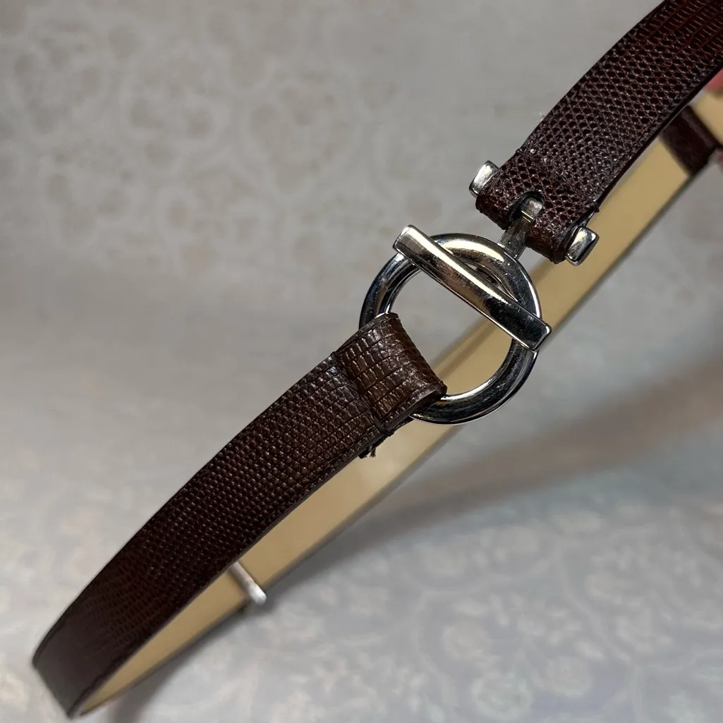 Via Spiga Genuine Italian Brown Leather Toggle Loop Belt Medium Adjustable - Image 2