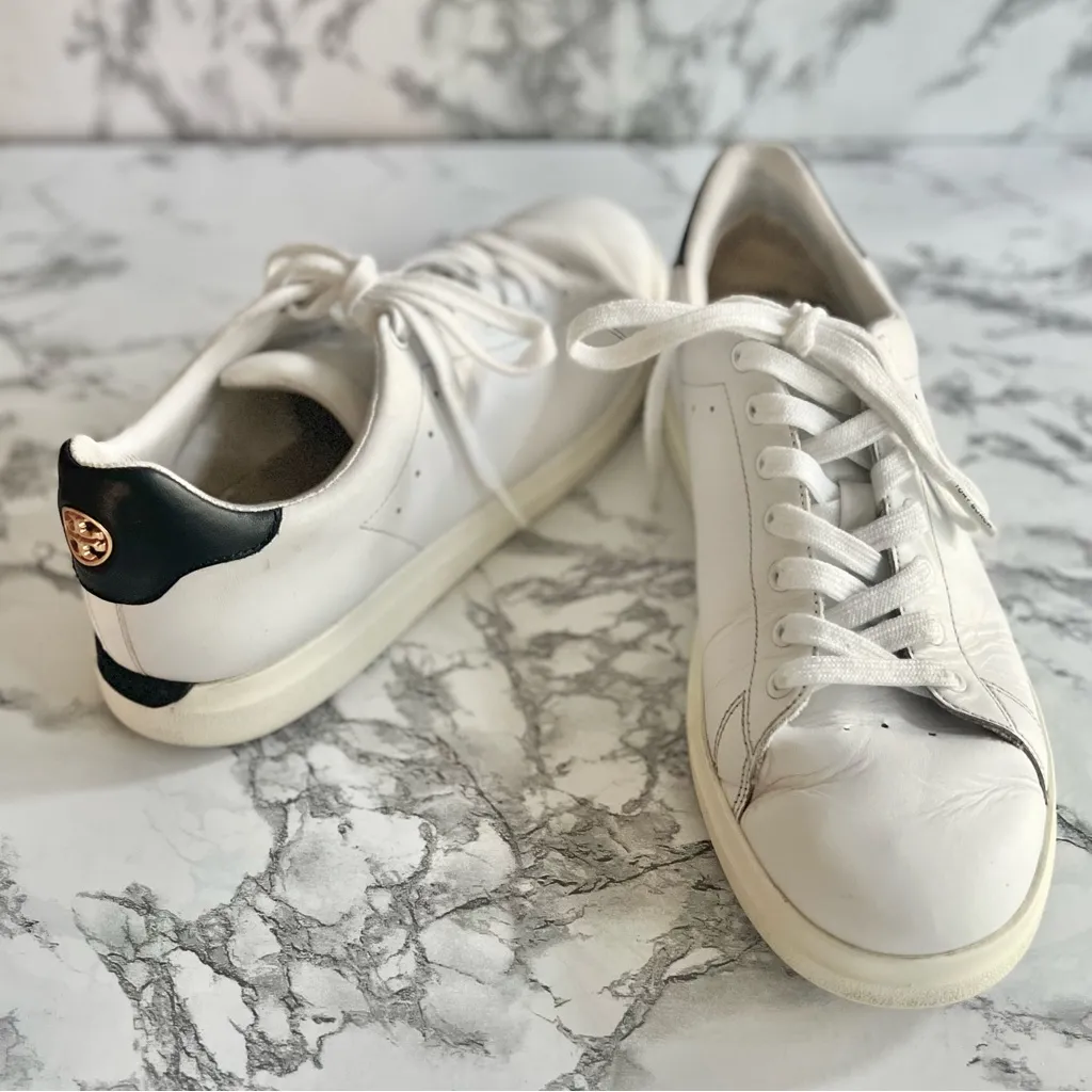 Tory Burch Howell Court Women’s Leather Sneakers White Black 9.5 - Image 2