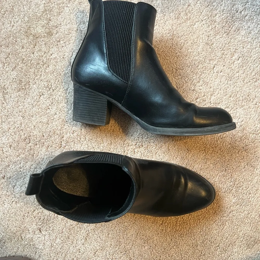 Amazon Black Ankle Booties with Elastic Panels - Image 2