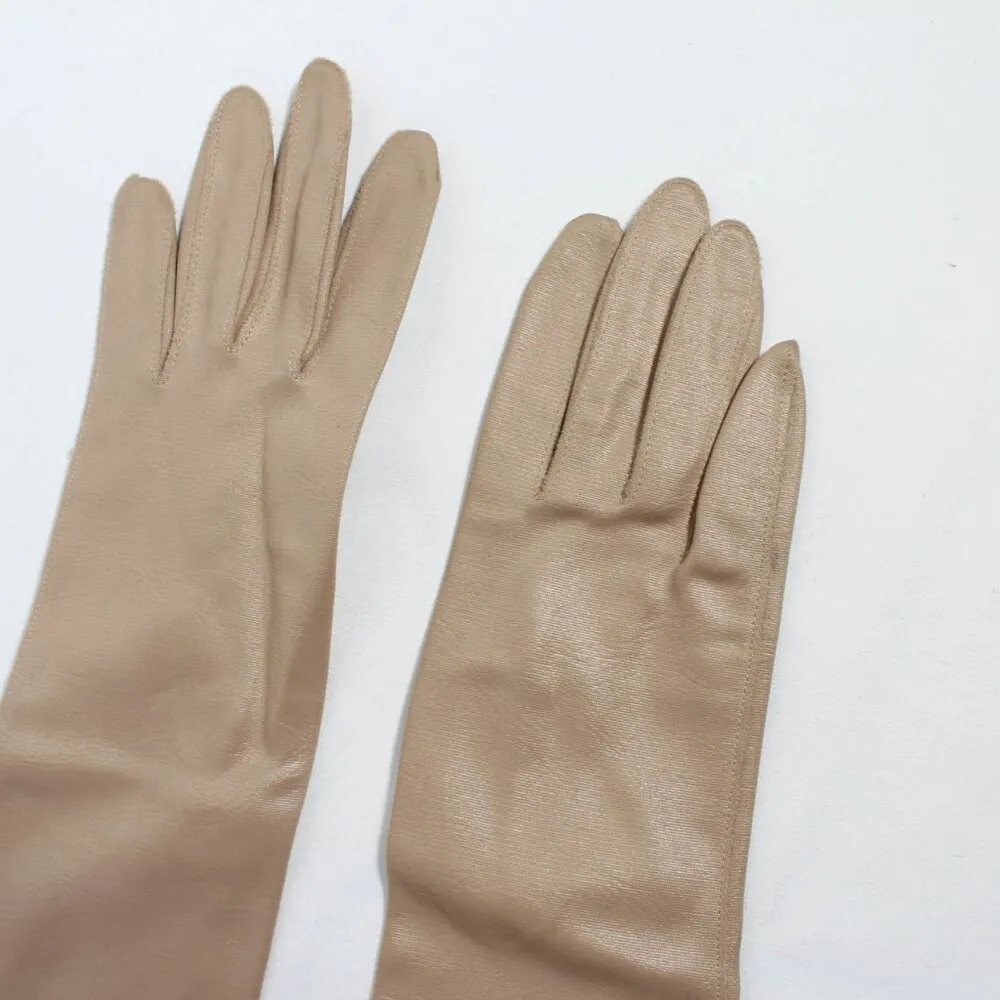 Vintage 1950s 1960s Nude Taupe Evening Gloves - Image 6