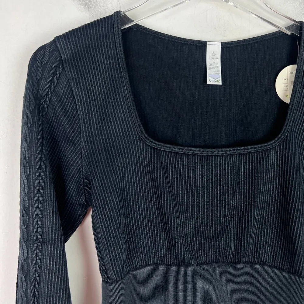 NWT Aerie Offline Seamless Cable Square Neck T-Shirt Long Sleeves Size Large L - Image 3