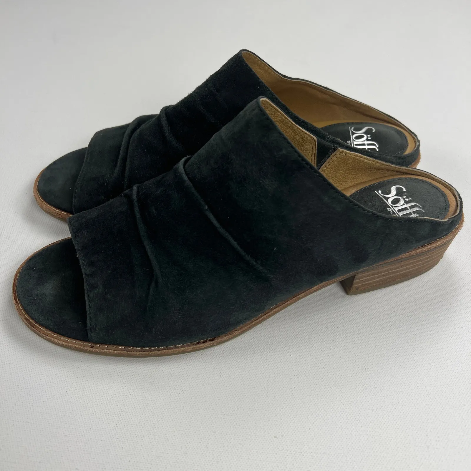 Sofft Netta Slip On Mule Ruched Suede Sandal Shoes Charcoal Gray Size 9.5M - Image 3