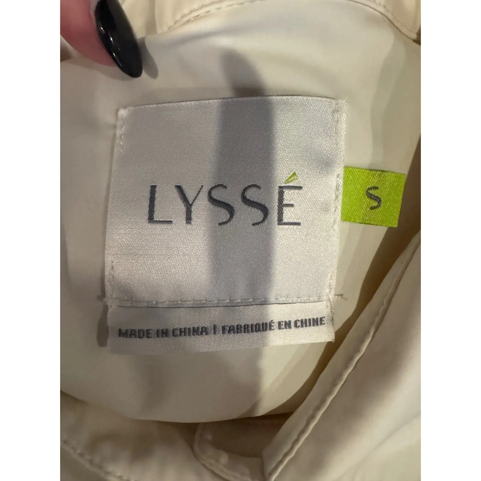 Lysse Shirt Women Small Beige Collared Long Sleeve Schiffer Button Down Preppy - Image 10