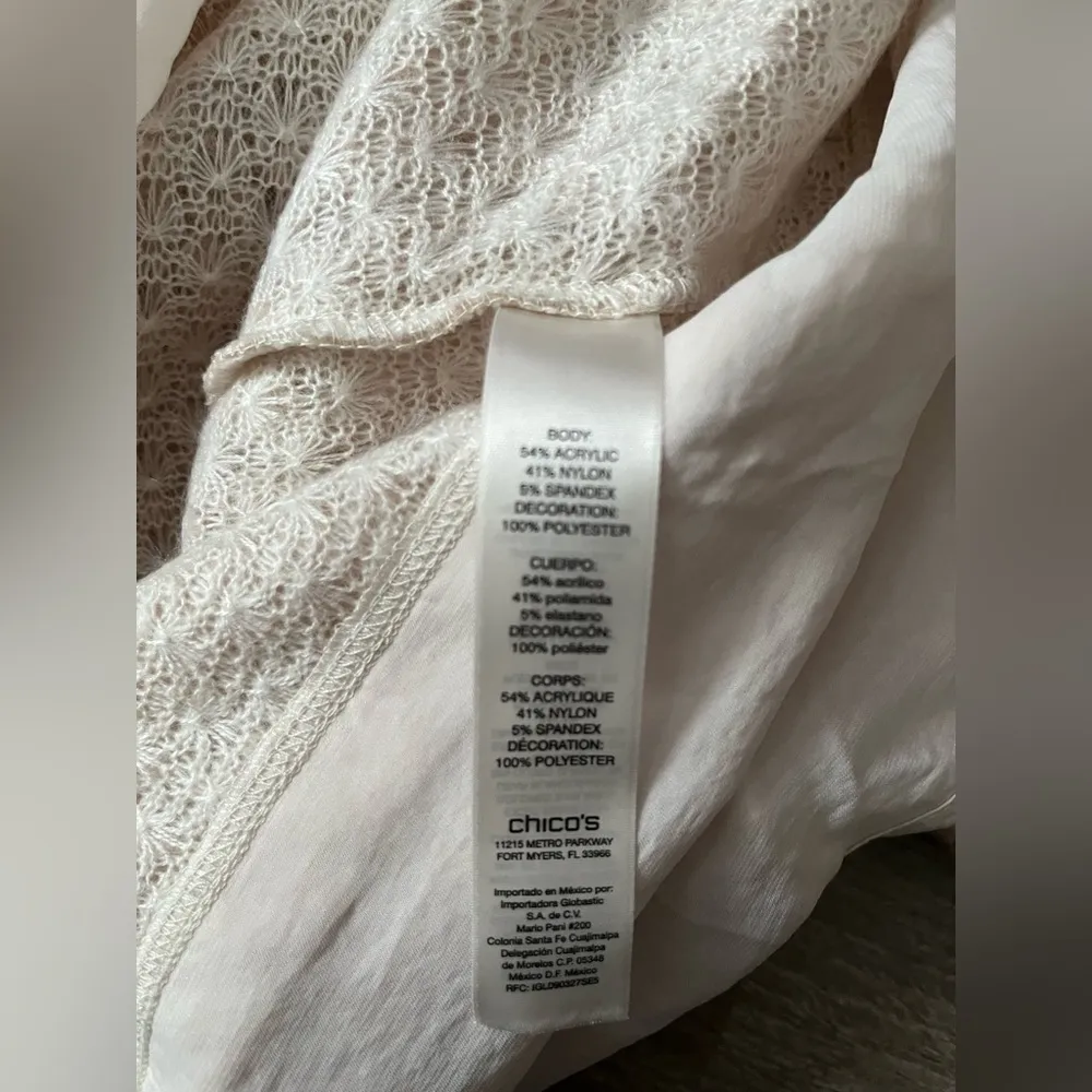 Chicos Sz 1 (Medium) Dusty Rose Tianna Textured Lace Top 3/4 Sleeve Blouse NWT - Image 9