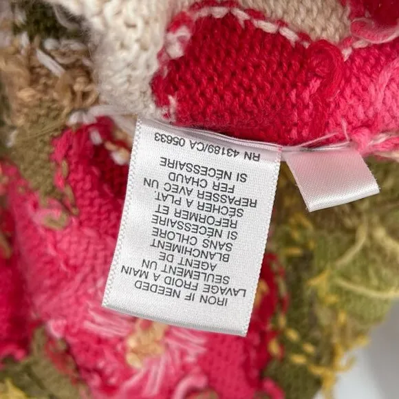 Hummingbird and Flower Button Down‎ Cardigan Sweater Button Front Floral Small Pink - Image 7