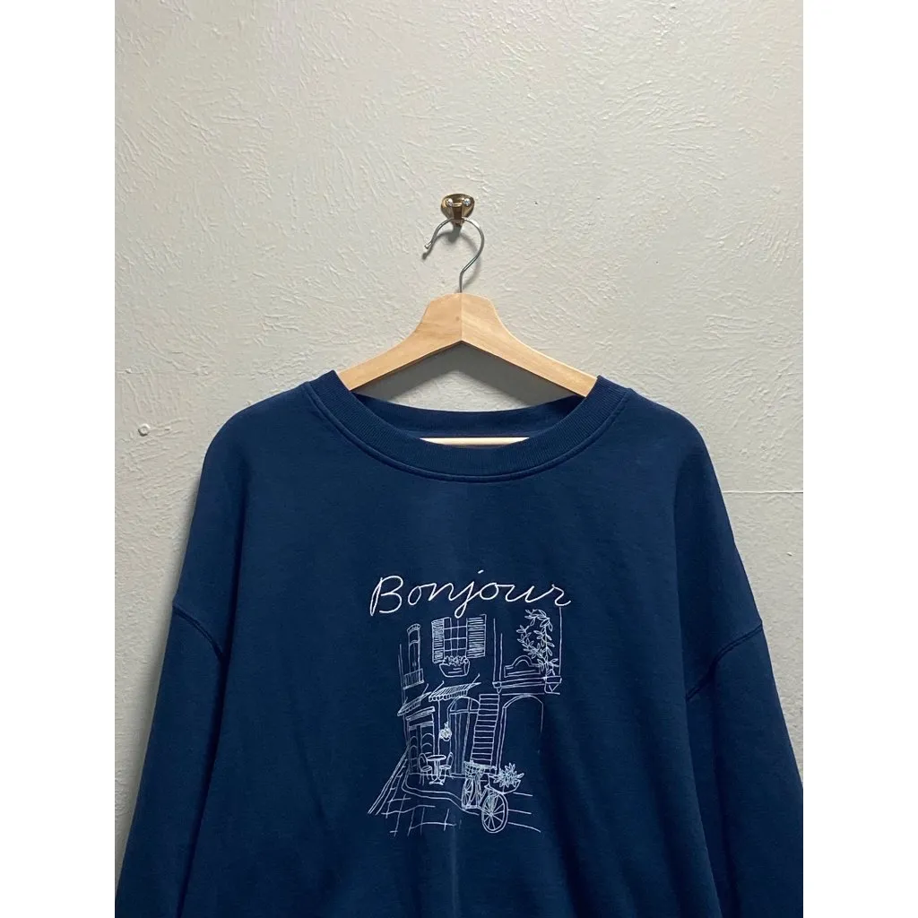 Dip Paris Embroidered Sweatshirt Navy Blue Size 1X - Image 5
