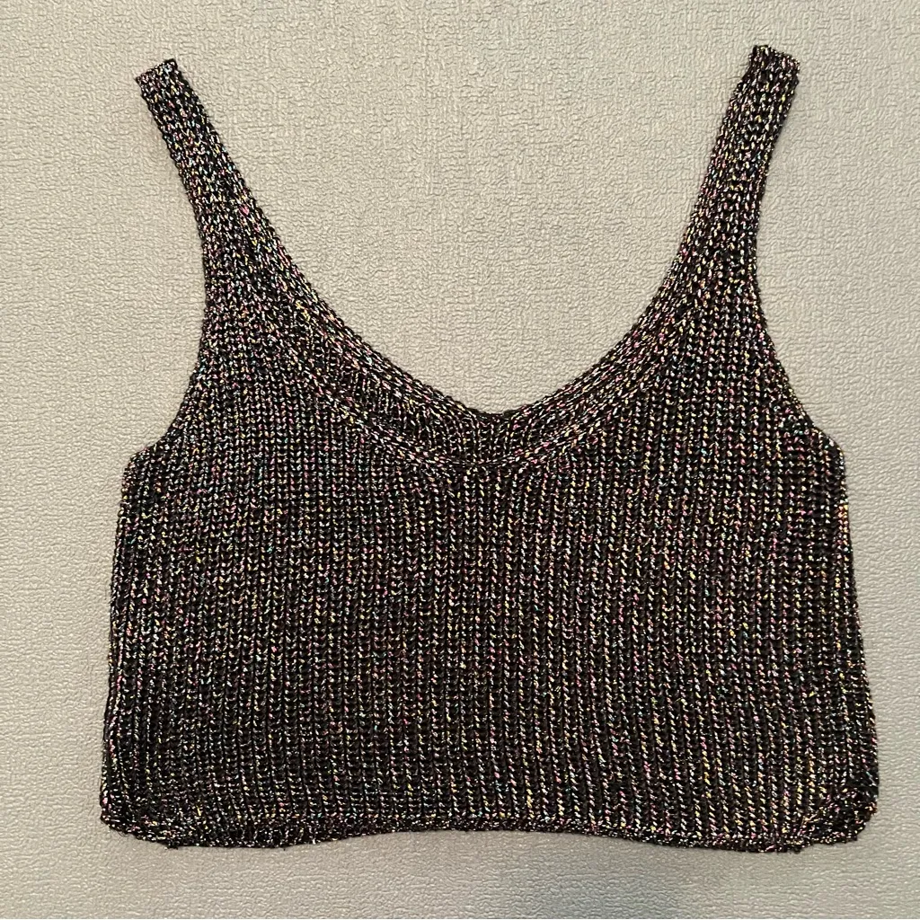 American Apparel Sparkle Crop knit sweater Tank size S/XS stretchy chunky knit - Image 2