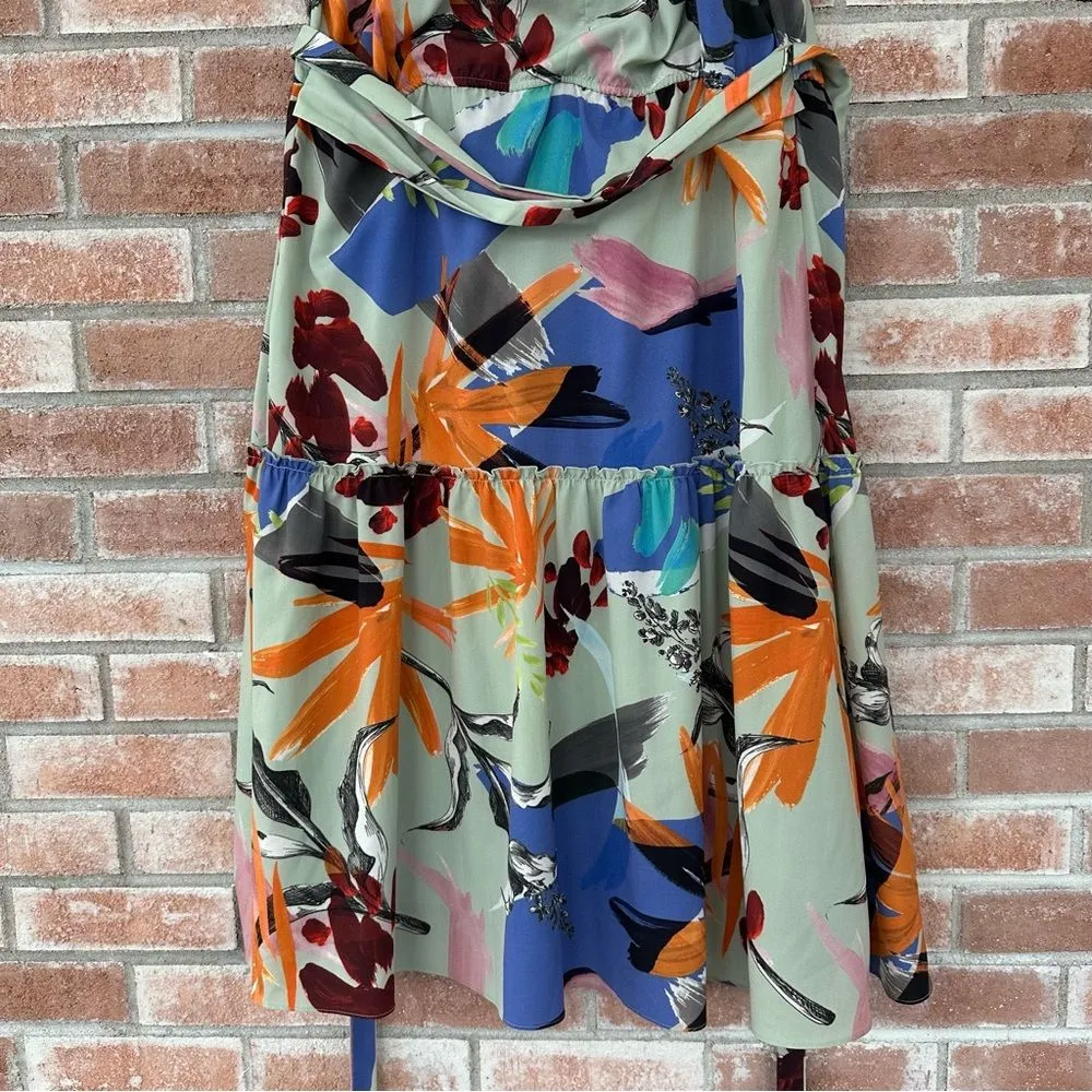 Slate & Willow Floral Sleeveless Midi Dress Green Women’s 6 Garden Party Belted - Image 8