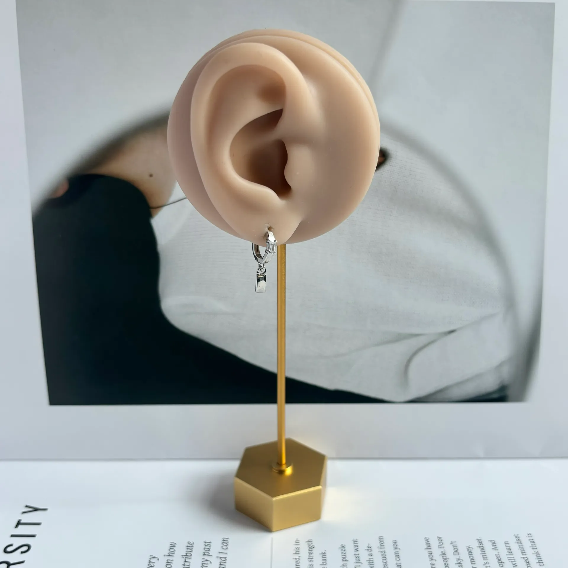 Metal Bar Dangle Drop Earrings for Men Women Streetwear Unisex Hip Hop Earrings Silver - Image 5