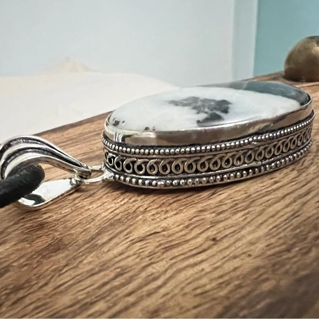 925 Sterling Silver White buffalo Turquoise Necklace Womens Gemstone Jewelry Black - Image 6