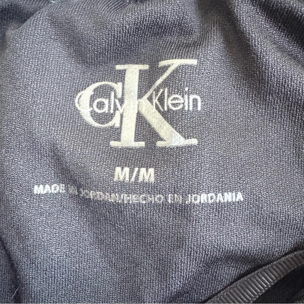 CK Calvin Klein Black White Lined Athletic Running Gym Shorts Spell Out Women M - Image 6