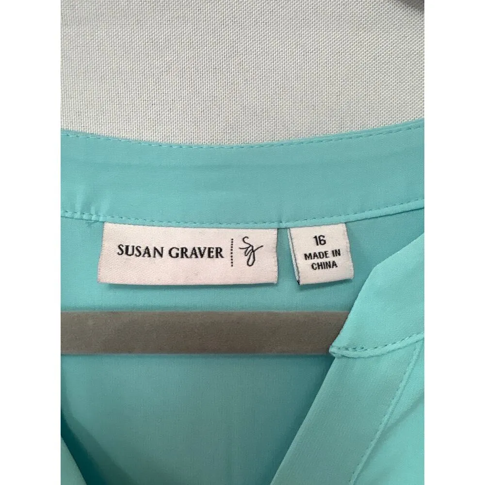 Woman’s Susan Graver Size 16 Teal Tank Blouse. - Image 2