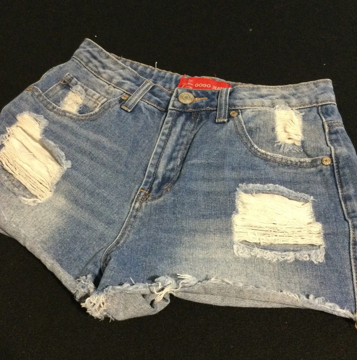 GOGO Jeans Distressed Denim Shorts Women's Size 3/26 Raw Hem Ripped - Image 1