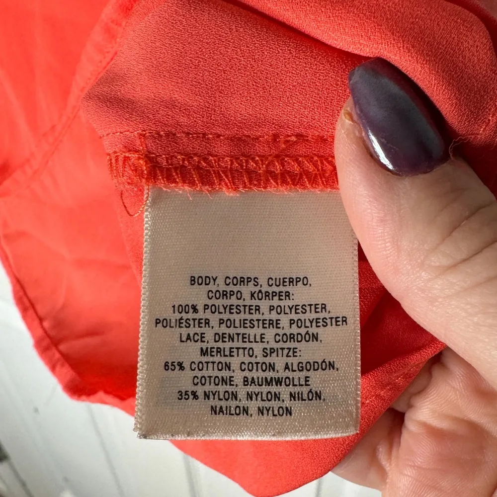 MAEVE Cream Lace Cap Sleeves Orange Blouse Short Sleeve Top Size Small Anthro - Image 4