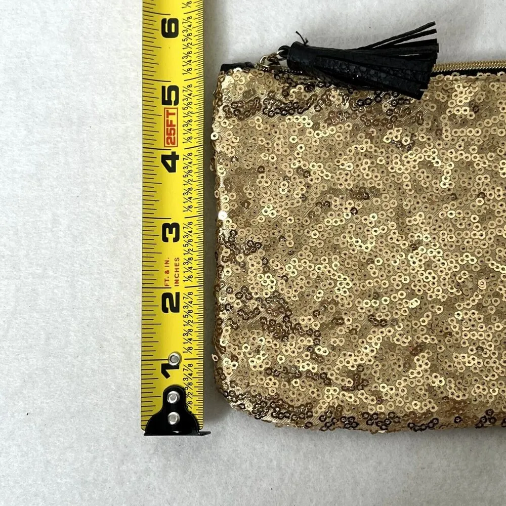 Gold Sequined Tassel Ipsy Makeup Bag - Image 4