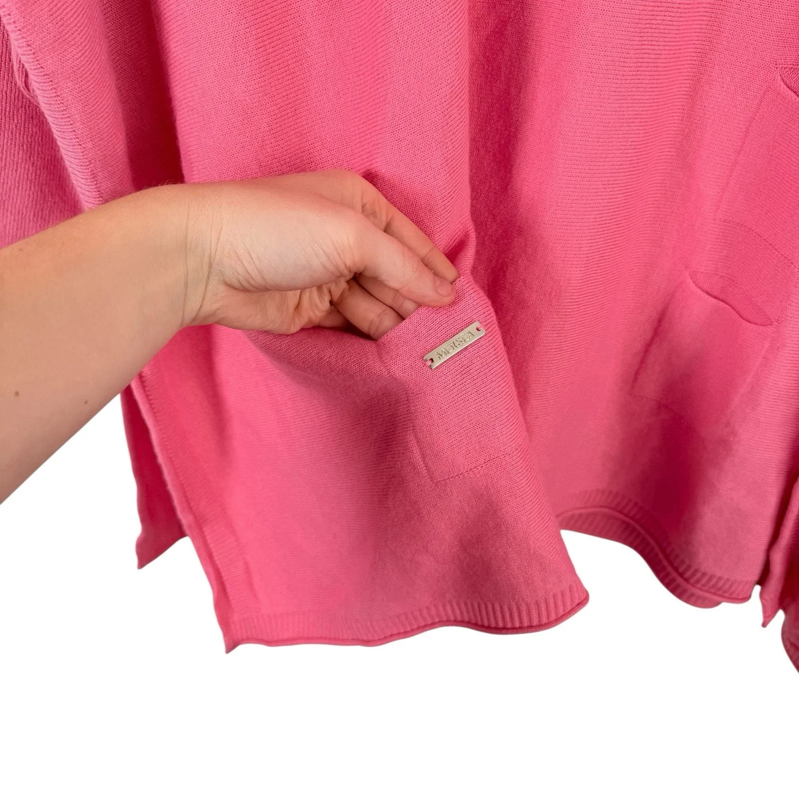 Mersea Catalina Sweater Hot Pink Oversized Preppy Crew Dolman Sleeve Womens OS Size undefined - Image 2