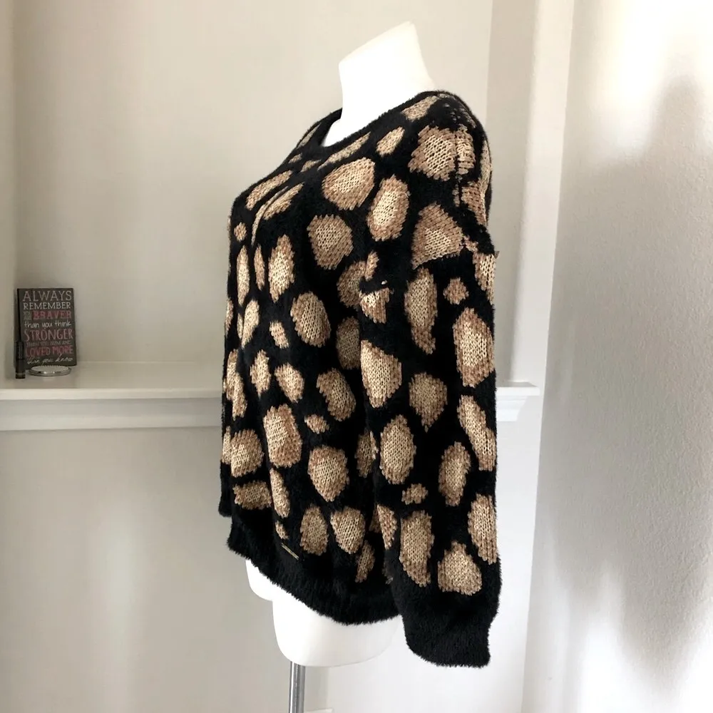 Michael Kors Crewneck Soft Dark Camel Sweater Fur Velour-Blend Size XXL NWT $155 - Image 2