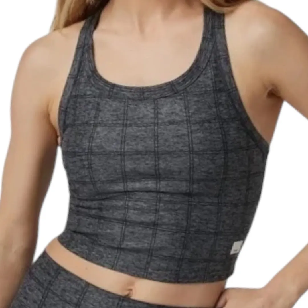 NWT Vuori Elevation Racerback Tank Charcoal Windowpane Plaid Workout Size XL - Image 1