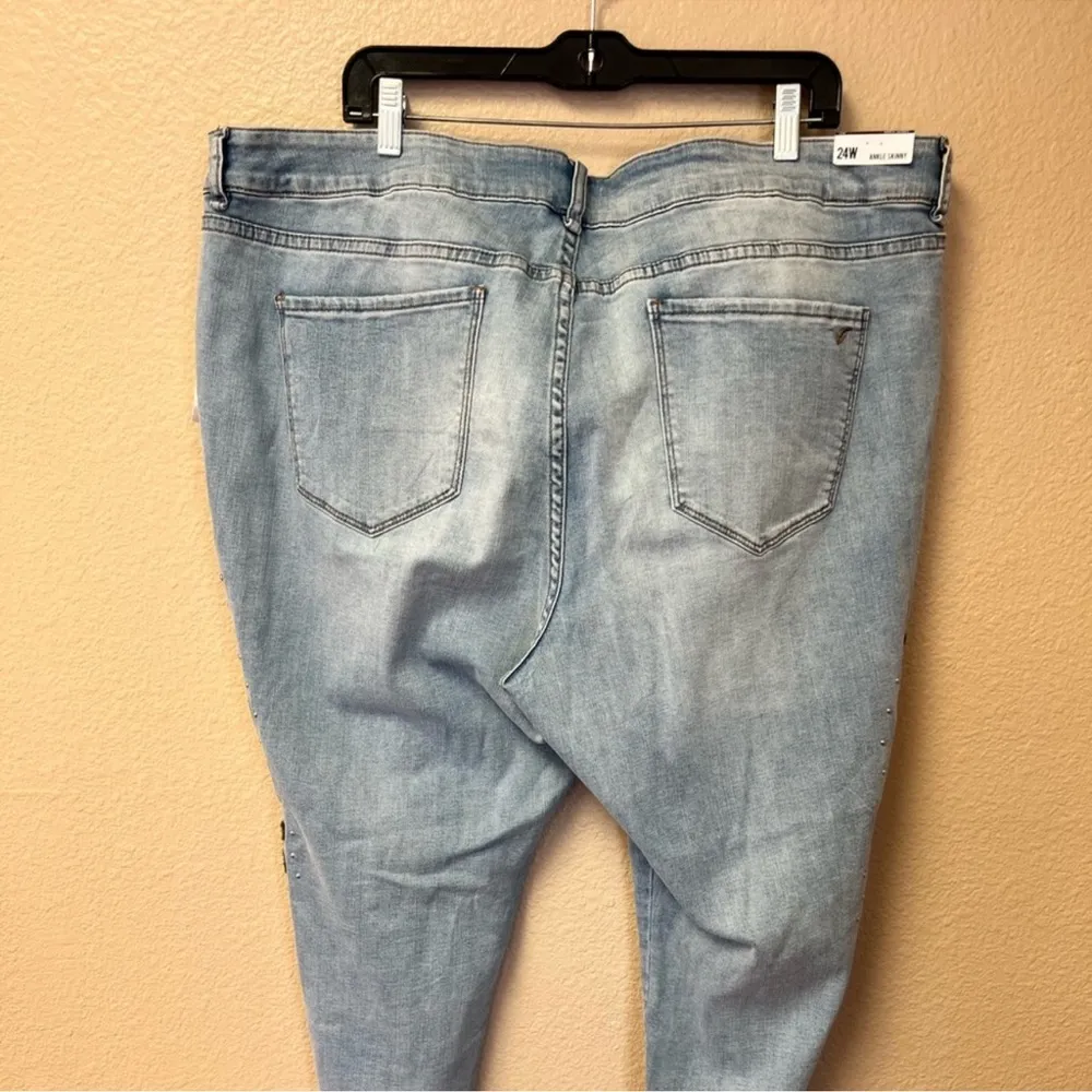 William Rast NWT Skinny Ankle Embroidered Floral Jeans Size 24W - Image 8