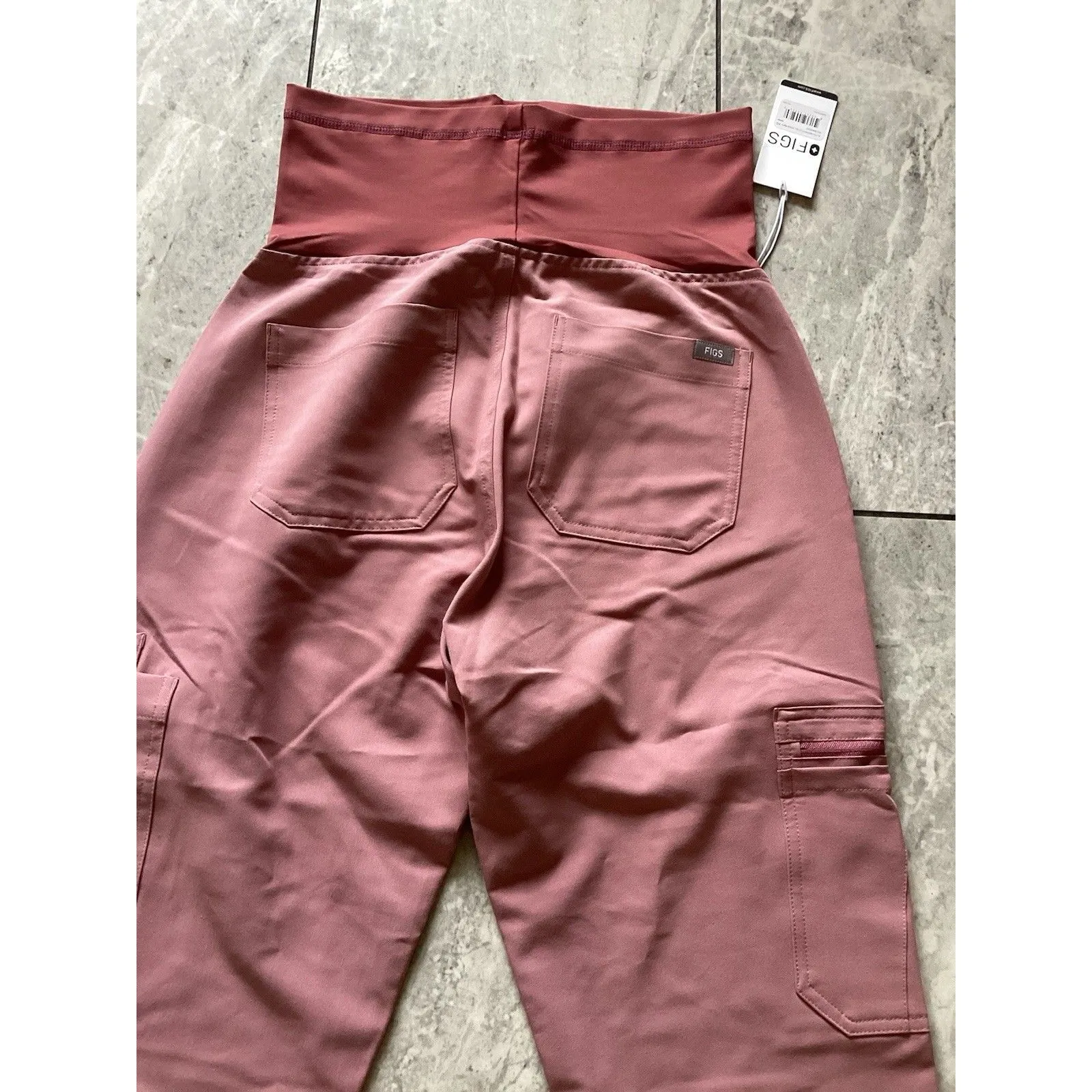 FIGS Scrub Pants Womens XS Tall Maternity Pink Yola Skinny Yoga Waistband Cargo - Image 5