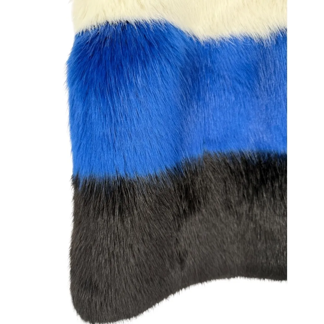 Line & Dot Women's ColorBlock Faux Fur Long Vest Size XS Patchwork Mob Wife‎ Art - Image 11