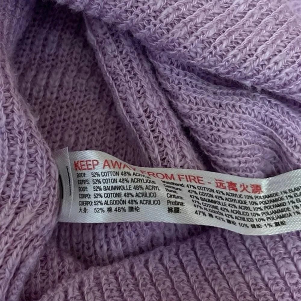 Free People Women's Purple Knitted Crew Neck Long Sleeve Pullover Sweater Top M - Image 5