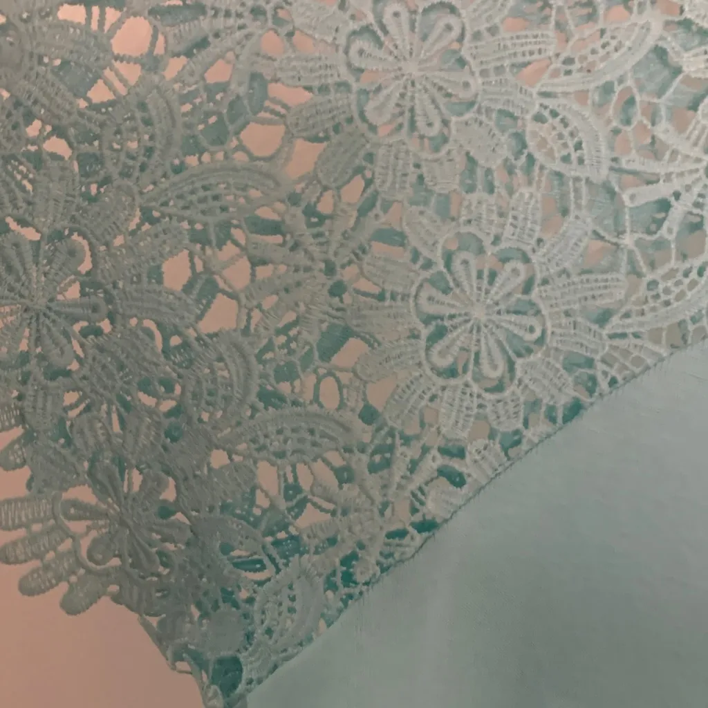 Women's Light Blue Lace Sleeve Top - Image 3