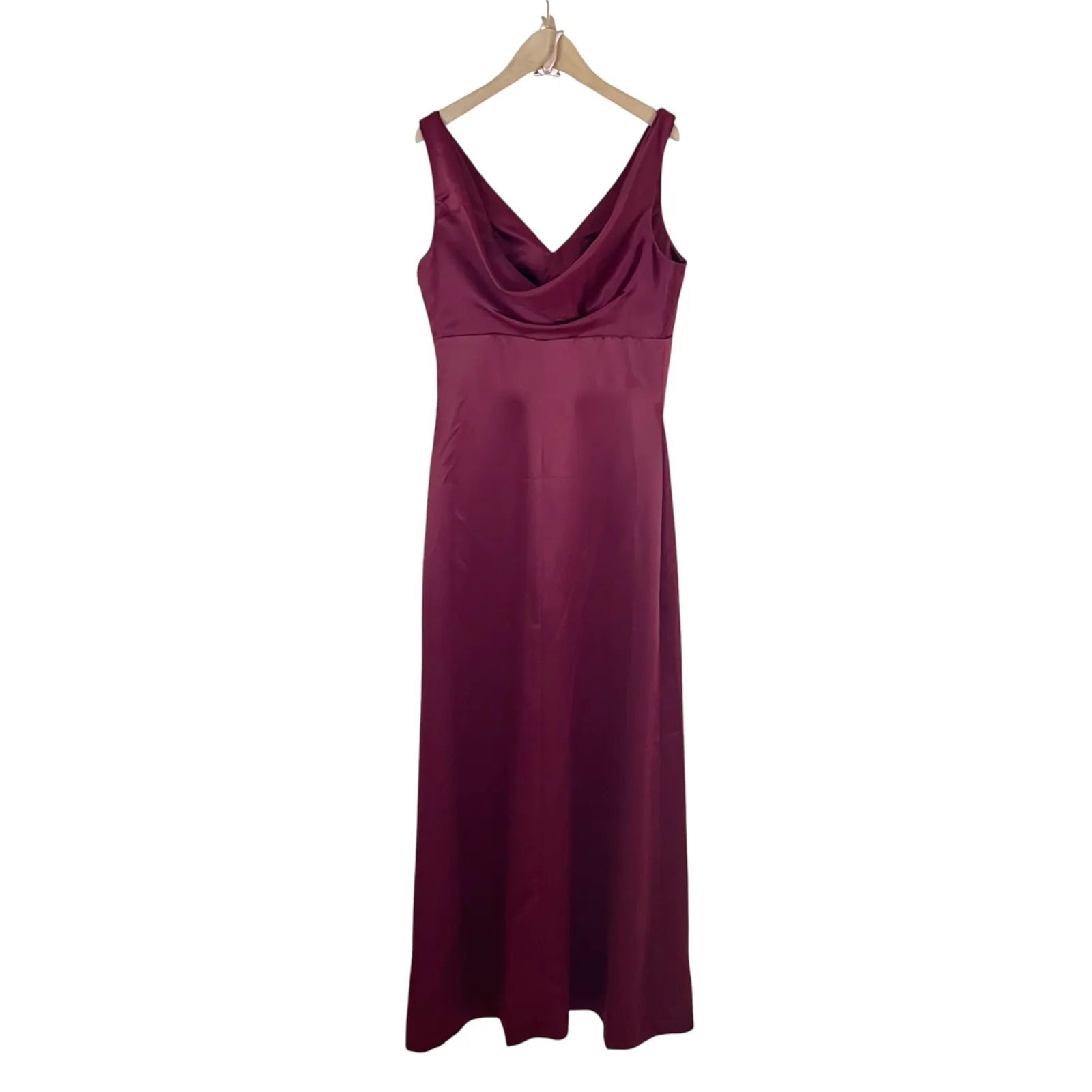 NWT Bill Levkoff Sleeveless Satin Gown Prom Bridesmaid Dress Burgundy Size 8 - Image 2