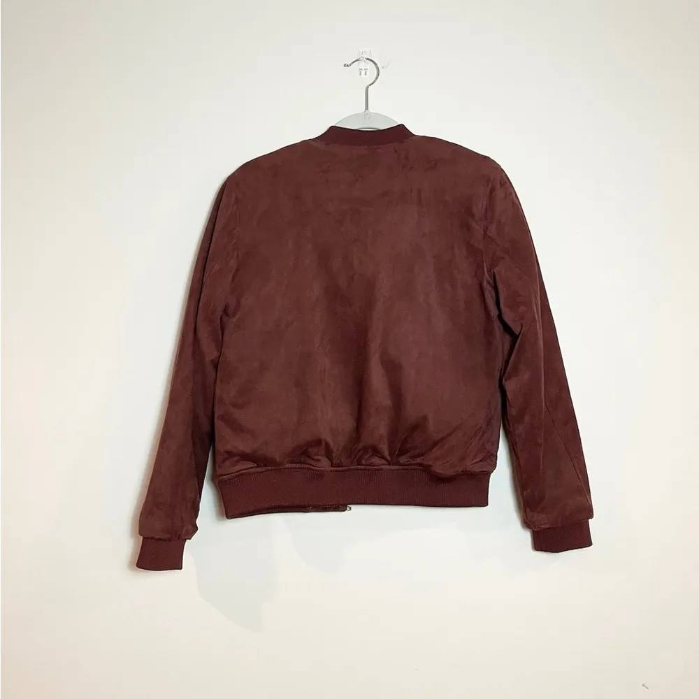 Maroon / Purple Suede Bomber Jacket - Image 3