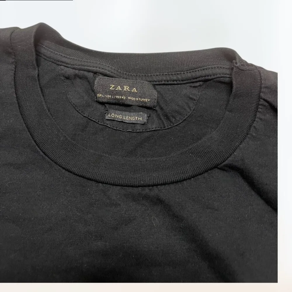 Women's Minimalist  long length black soft basic tee short sleeve size L - Image 3