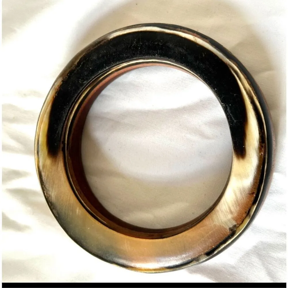 Wood and horn vintage bangle bracelet Brown - Image 6
