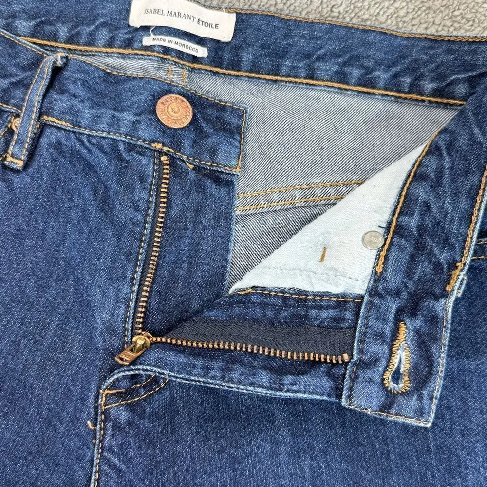 Isabel Marant Etoile Pradley Dip Dye Crop Jeans Colorblock Blue White Size 34 2 - Image 6