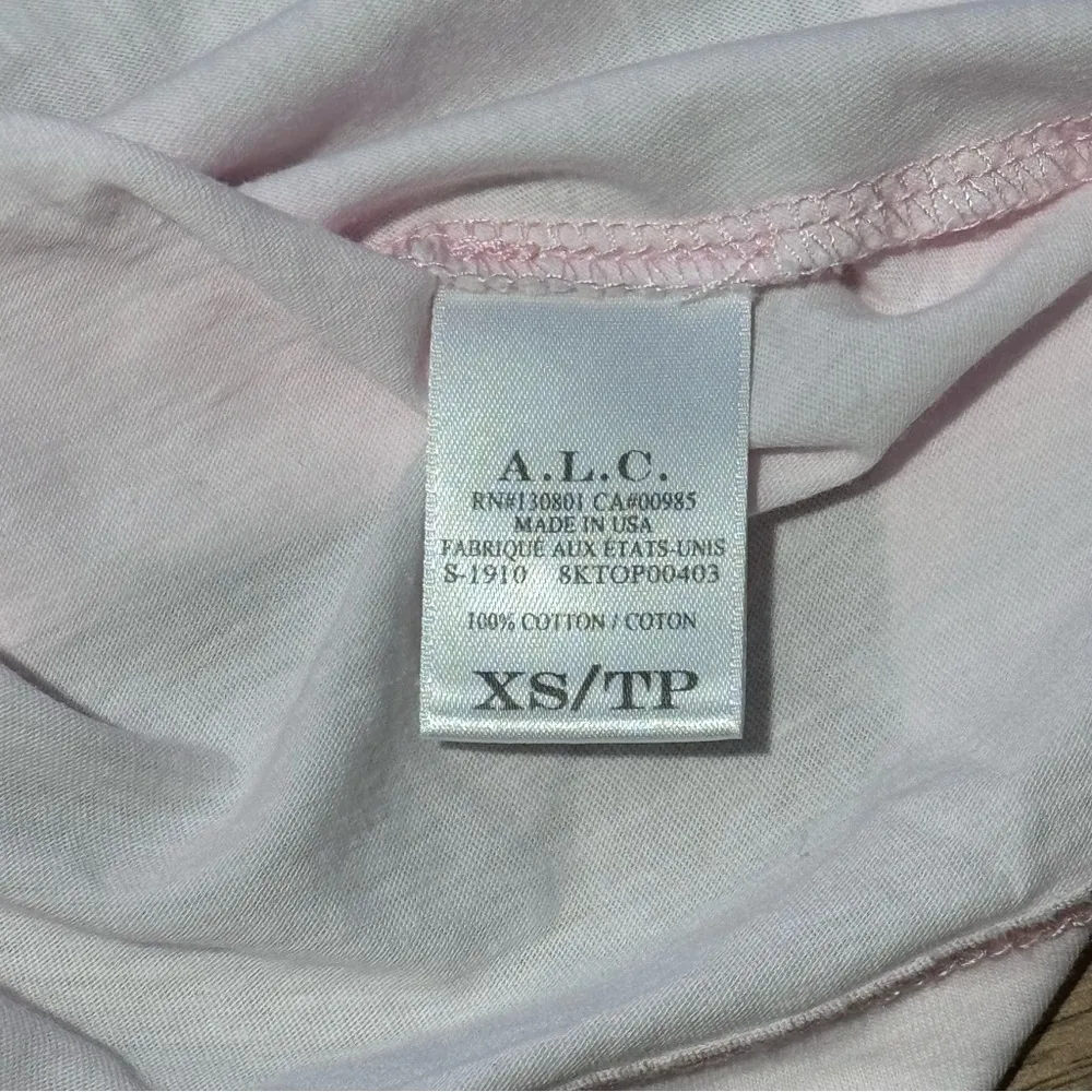 A.L.C. Pale Pink Rumi Tee Scoop Neck Puffed Sleeve Slim Fit Cotton Size XS - Image 4