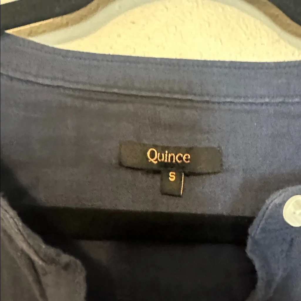 Quince 100% Organic Cotton Gauze Roll Sleeve Shirt in Indigo Blue Size Small - Image 6