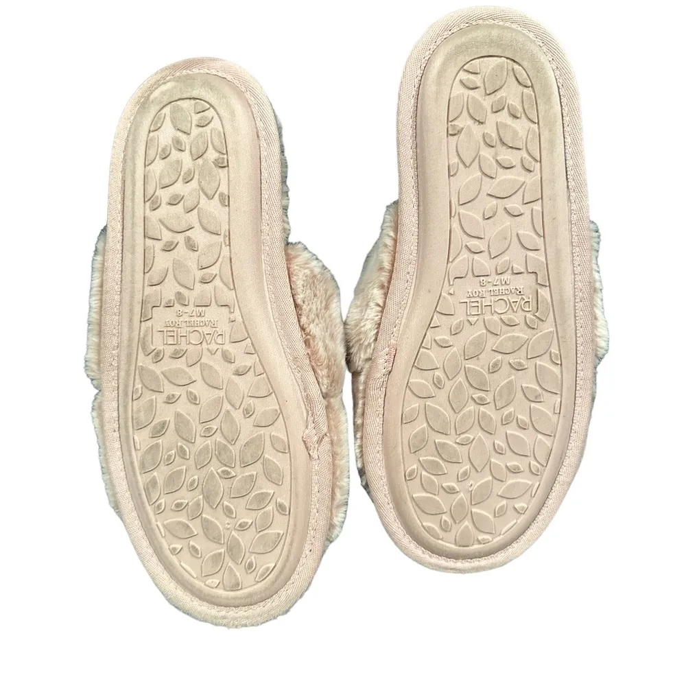 RACHEL ZOE LIGHT PINK FLUFFY FAUX FUR CRISS CROSS SLIPPERS M - Image 2