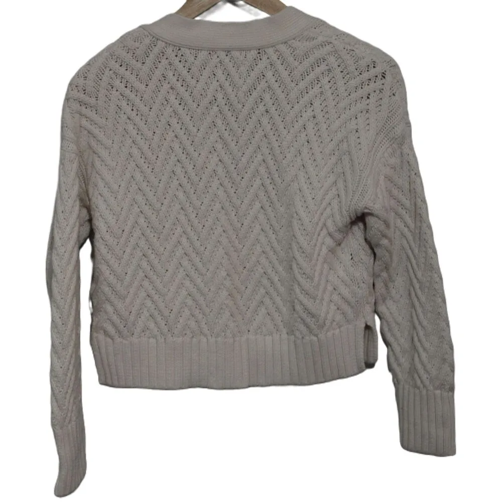 Womens Abercrombie & Fitch Cream Cable Knit Button Up Cardigan Sweater Size S - Image 2