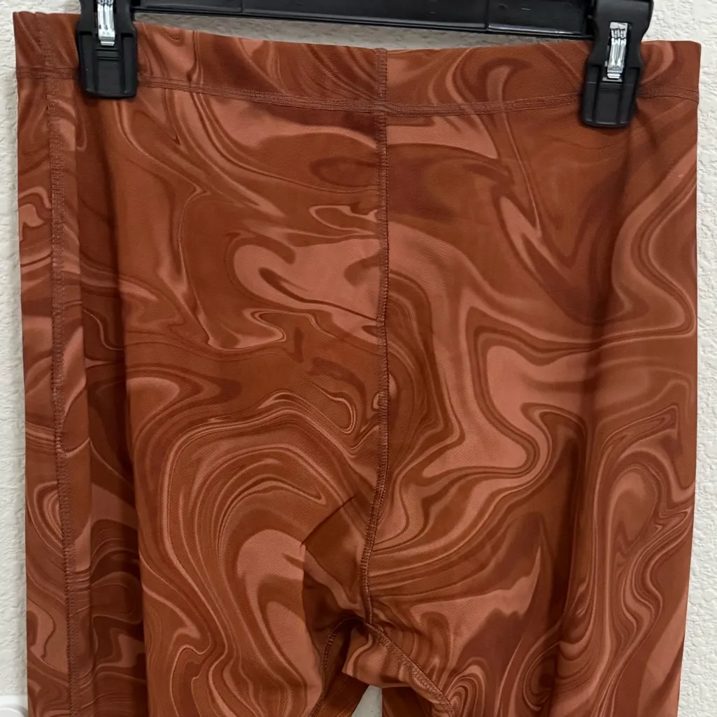 House of CB Violet Cocoa Swirl Brown Mesh Leggings High Rise Large - Image 9