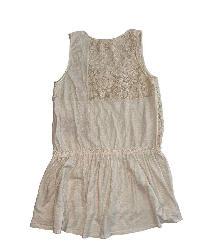 Anthropologie Ric Rac Ivory Lace Tunic Sleeveless Tank Drawstring Womens Medium - Image 10