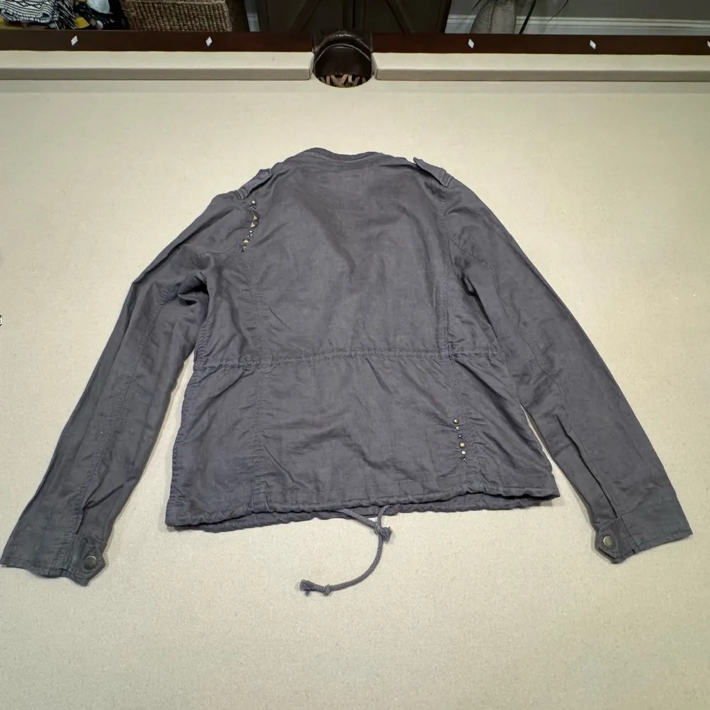 Vintage Free People Gray Utility Jacket with Stand-Up Collar - Image 2
