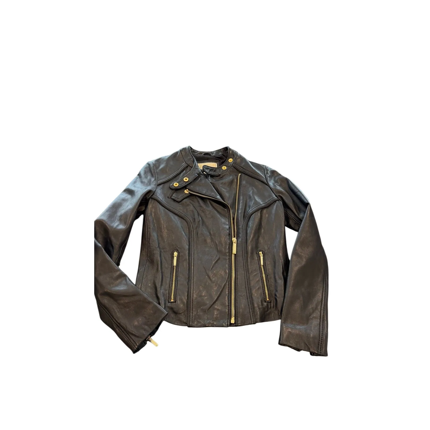 Michael Kors  Black Leather Moto Jacket size S - Image 2