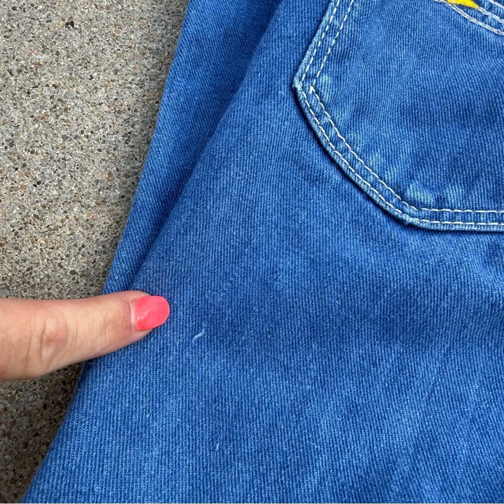 VTG 80s Wrangler Wrapid Transit Blue Jeans Sunset Southwestern Embroidery Pocket - Image 5