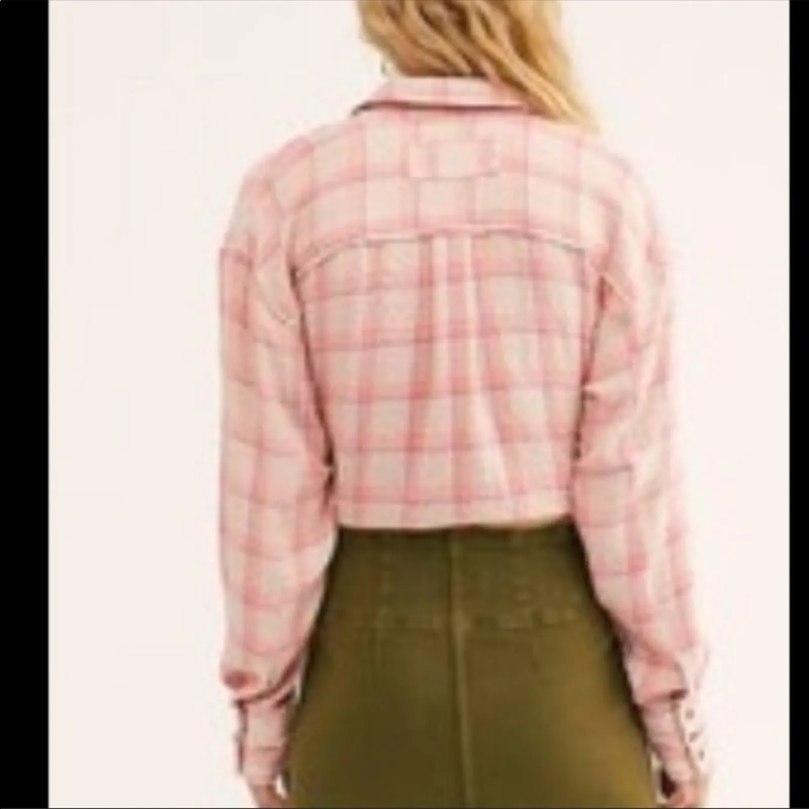 NWT Free People Shirt We The Free Plaid Wrap Women's Small Pink Long Sleeve - Image 3