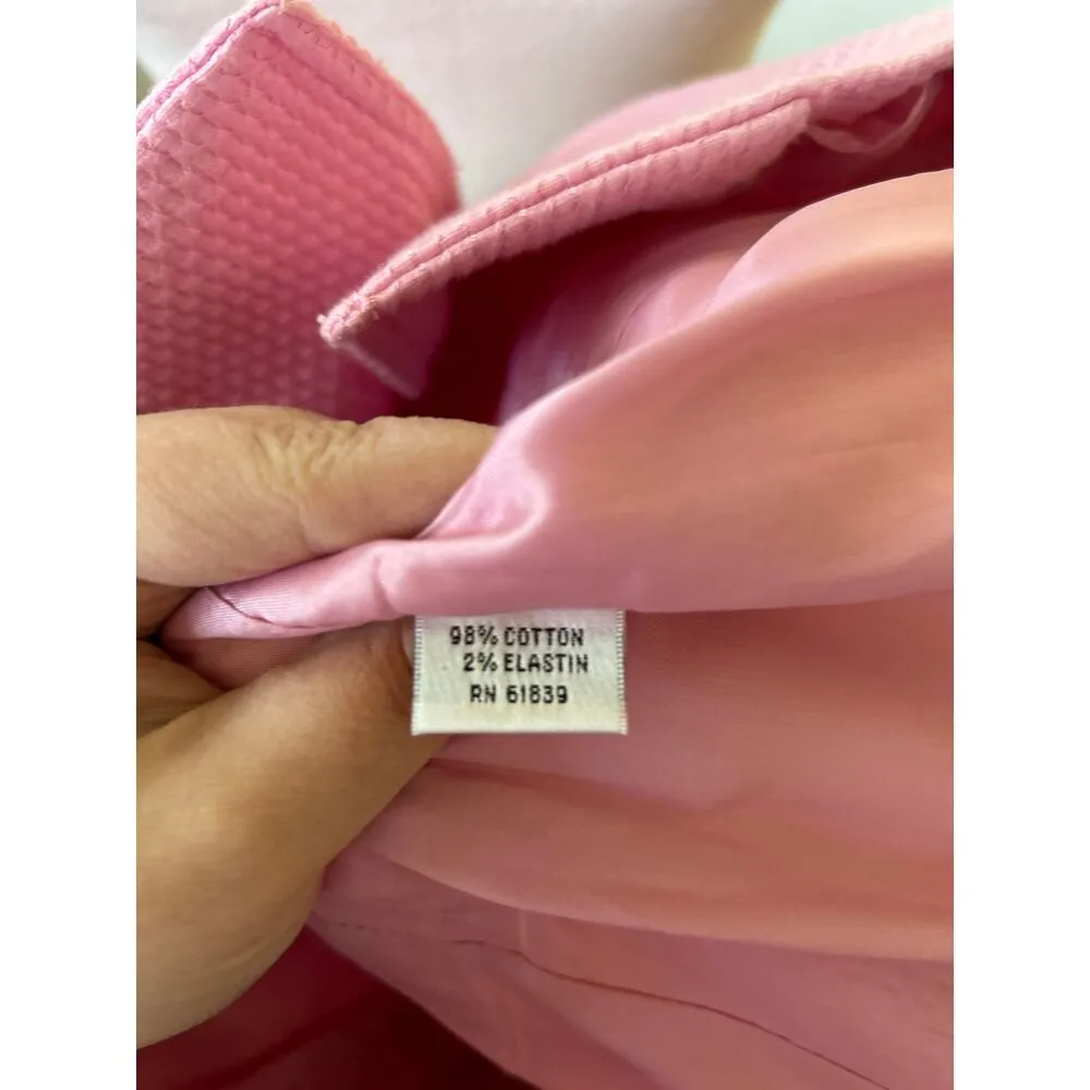 Teri Jon Bubblegum Pink Cap Sleeve Belted Button Front Blazer Size 10 - Image 4