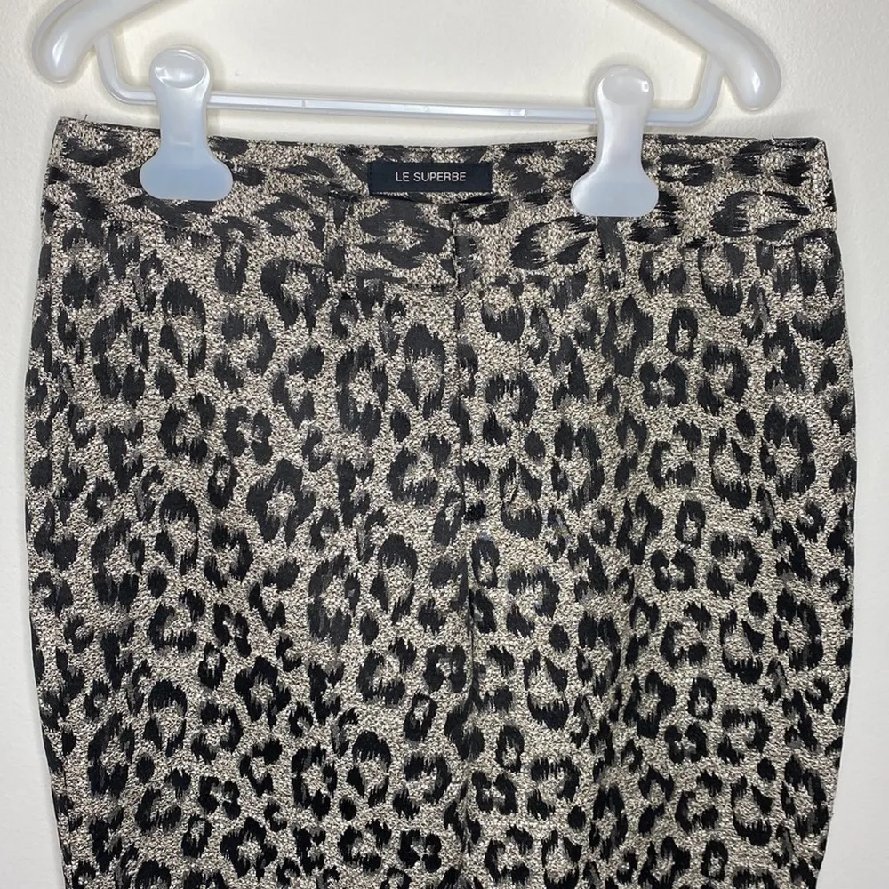 Le Superbe Jenna jacquard cropped leopard pants with silver sparkle size 0 - Image 4