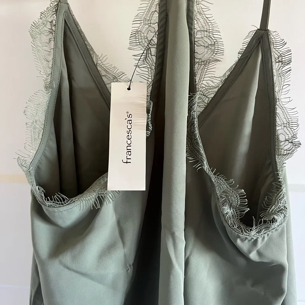 Miami Sage Green Lace Trim Tank Top - Image 4