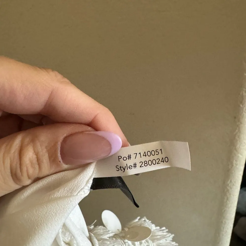 Boston Proper Fringe Sequin Two Piece Skirt Set‎ Sz 10 Cream - Image 8