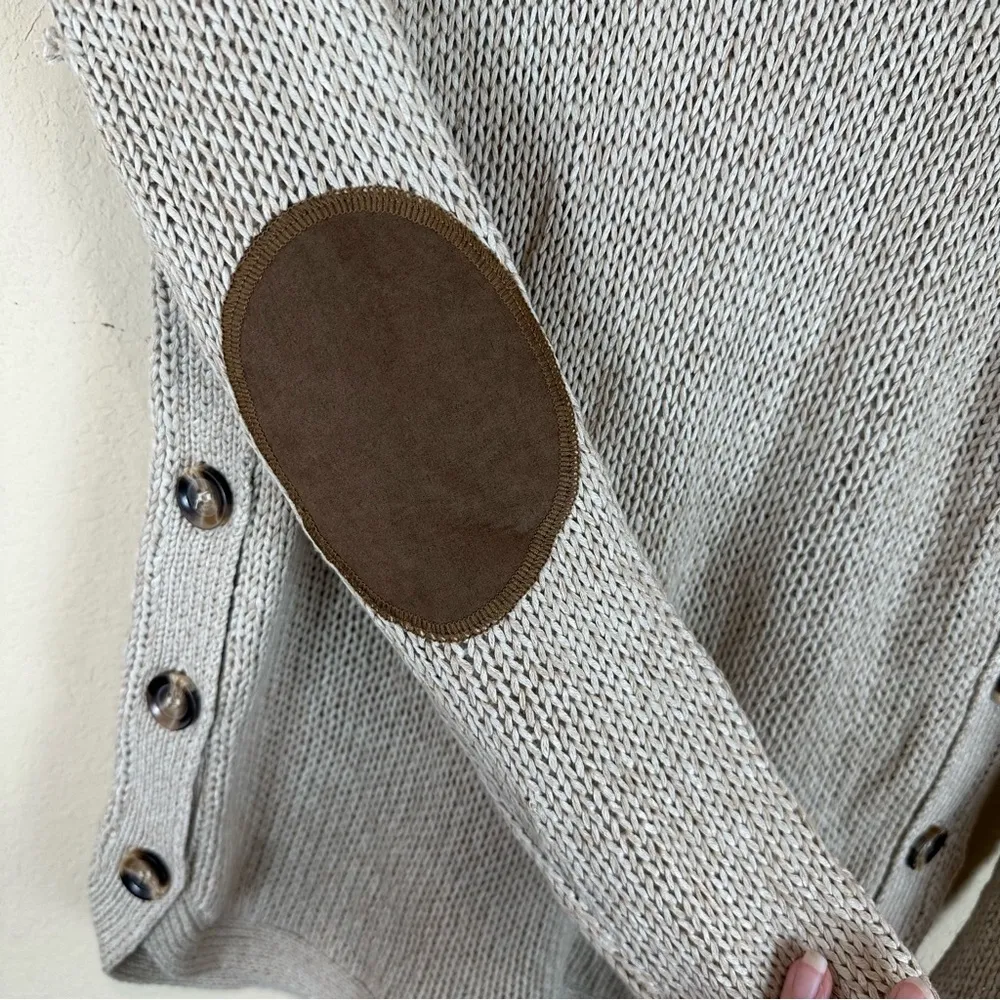 NWT Harper’s Heritage long sleeve knit elbow patch coco cream sweater women S Brown - Image 9